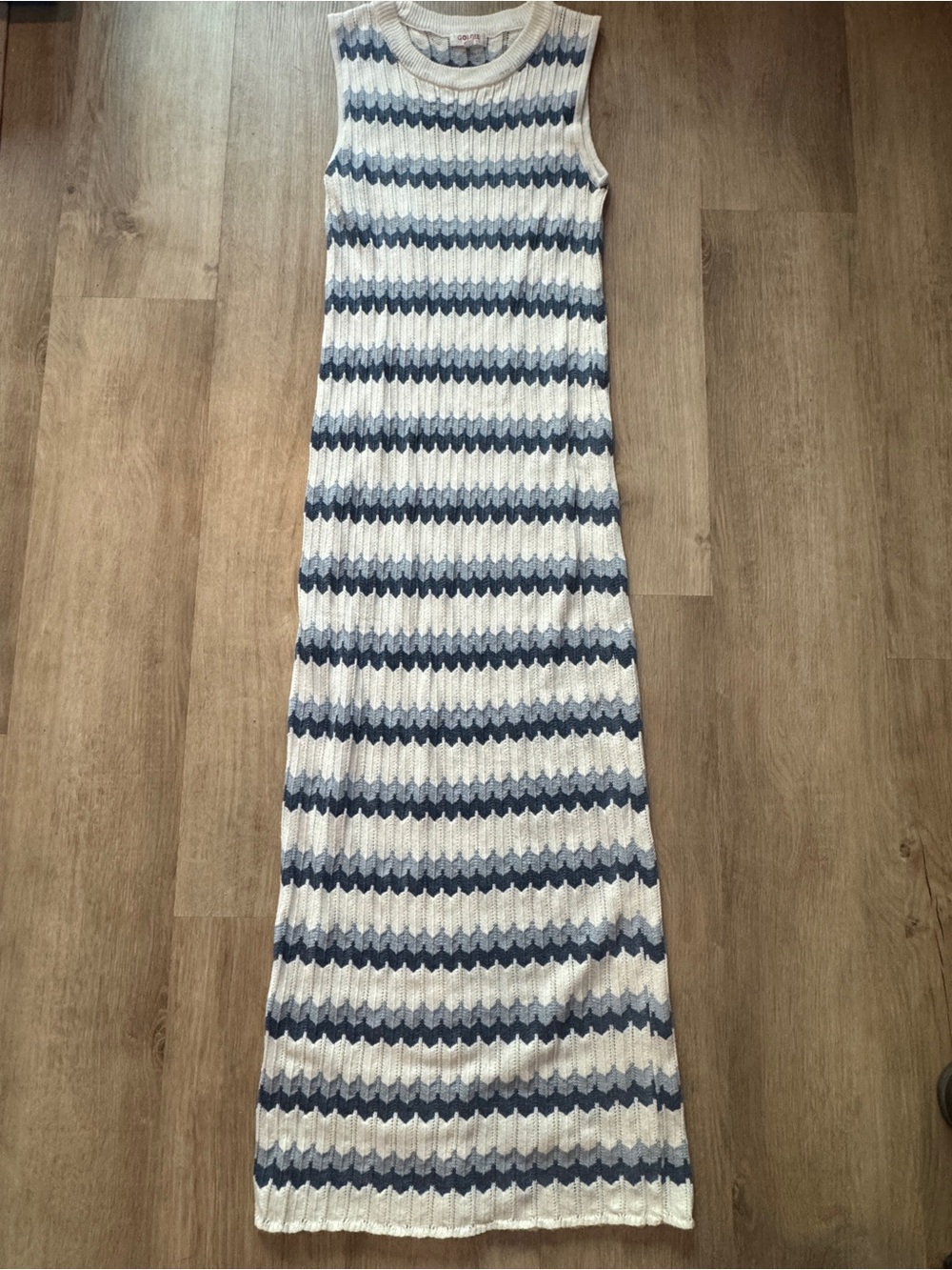 Goldie Lewinter Striped Knit Maxi Dress - Cream & Blue Sz S